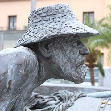 The fragment of sculpture at the entrance of Mercado Municipal Nuestra Senora de Africa, Santa Cruz de Tenerife, Canarias, Spain