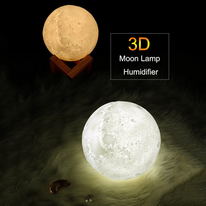 Moon Shape Air Humidifier Aroma Essential Oil Diffuser Lamp USB LED Light 880ml