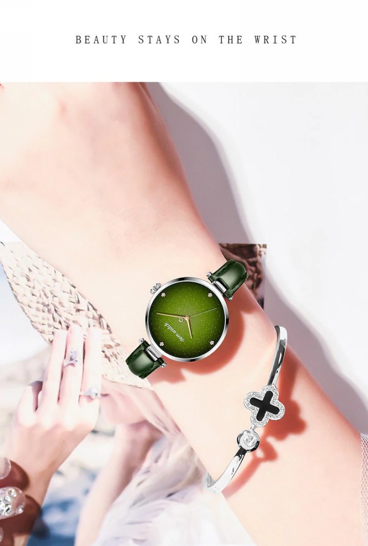 Women's Watches Green Black Top Luxury Fashion Female Quartz Wrist Watch Waterproof Watches For Women
